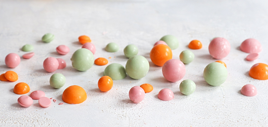 цветной шоколад лимонный апельсиновый и клубничный